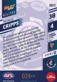 2019 Select AFL Hilites #SH12 Patrick Cripps Back